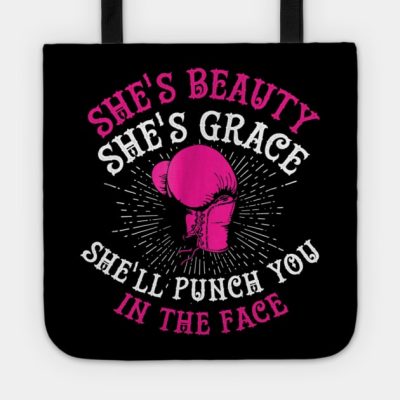 Shes Beauty Shes Grace Shell Punch You In The Face Tote Official Boxing Merch