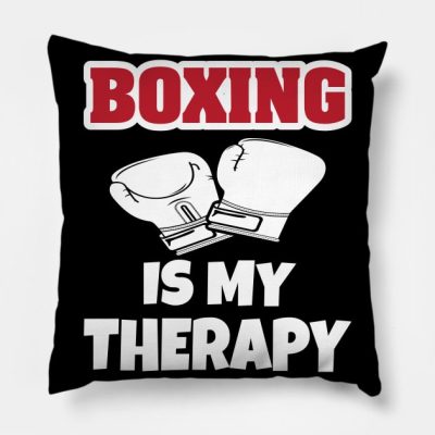 Boxing Is My Therapy Throw Pillow Official Boxing Merch