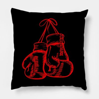 Red Boxing Gloves Lines Throw Pillow Official Boxing Merch