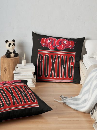 Boxing Gloves Throw Pillow Official Boxing Merch