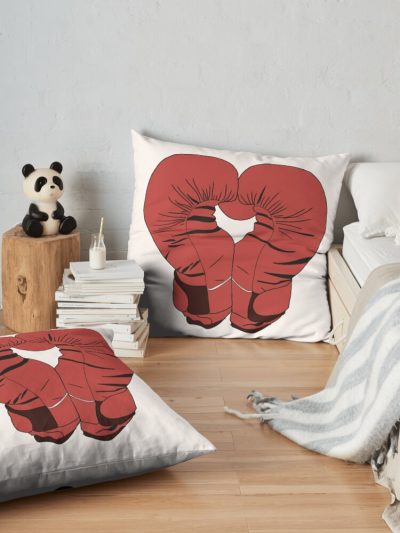 Red Boxing Gloves Such As Heart - Pair Of Boxing Gloves Throw Pillow Official Boxing Merch