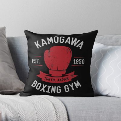 Kamogawa Boxing Gym Shirt - Vintage Design Throw Pillow Official Boxing Merch