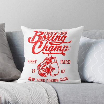 King Of The Ring Boxing Champ Throw Pillow Official Boxing Merch