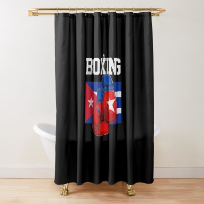 Cuba Boxing Gloves Boxer Boxing Lover Cubans Flag Shower Curtain Official Boxing Merch