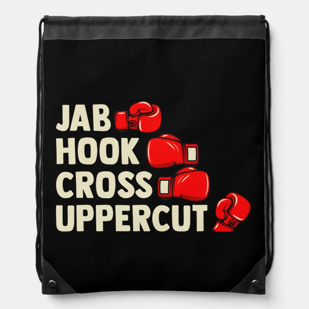 mixed martial arts combat jab hook cross uppercu drawstring bag - Boxing Gifts Shop