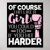 of course i hit like a girl boxing kickboxer gym poster r847400db53d1413a9c17a471dad14e31 wva 8byvr 1000 - Boxing Gifts Shop