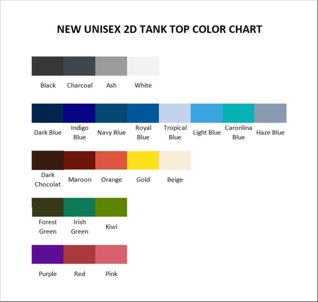 tank top color chart - Boxing Gifts Shop