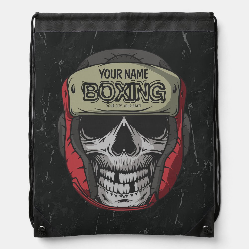 Personalized Boxer Fight Club Skeleton Boxing Gym Drawstring Bag