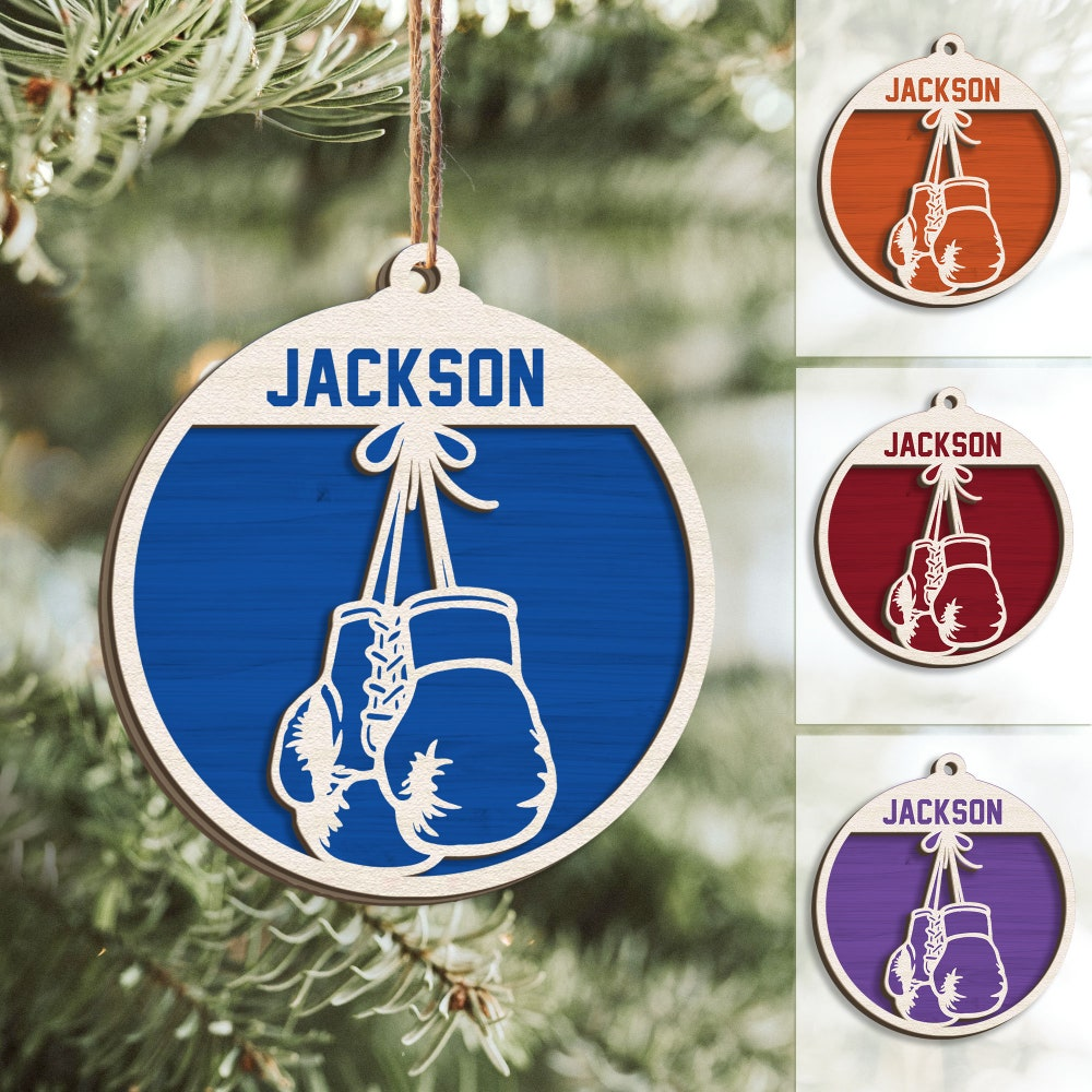 Personalized Boxing 2 Layered Wood Ornament