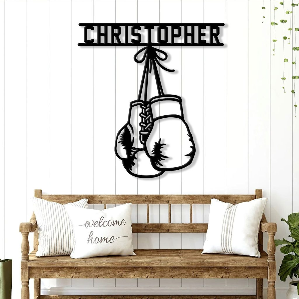 Boxing Gloves White Personalized Metal Sign
